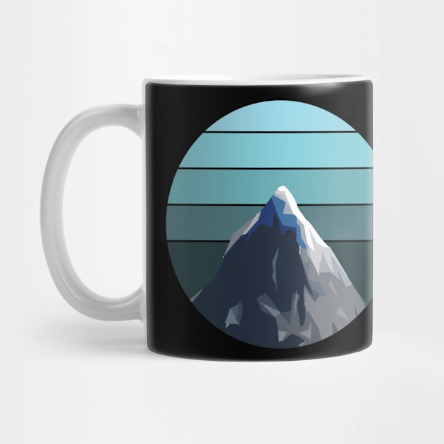 Mountaineering hiking climbing mountains blue sky sunset retro by auviba-design